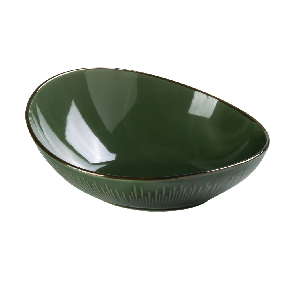 Yanco GG-709 36 oz Round Sheer Bowl - Ceramic, Green Gem