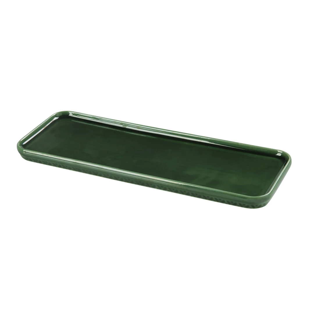 Yanco GG-513 Rectangular Coupe Plate - 13 1/2" x 4 3/4", Ceramic, Green Gem