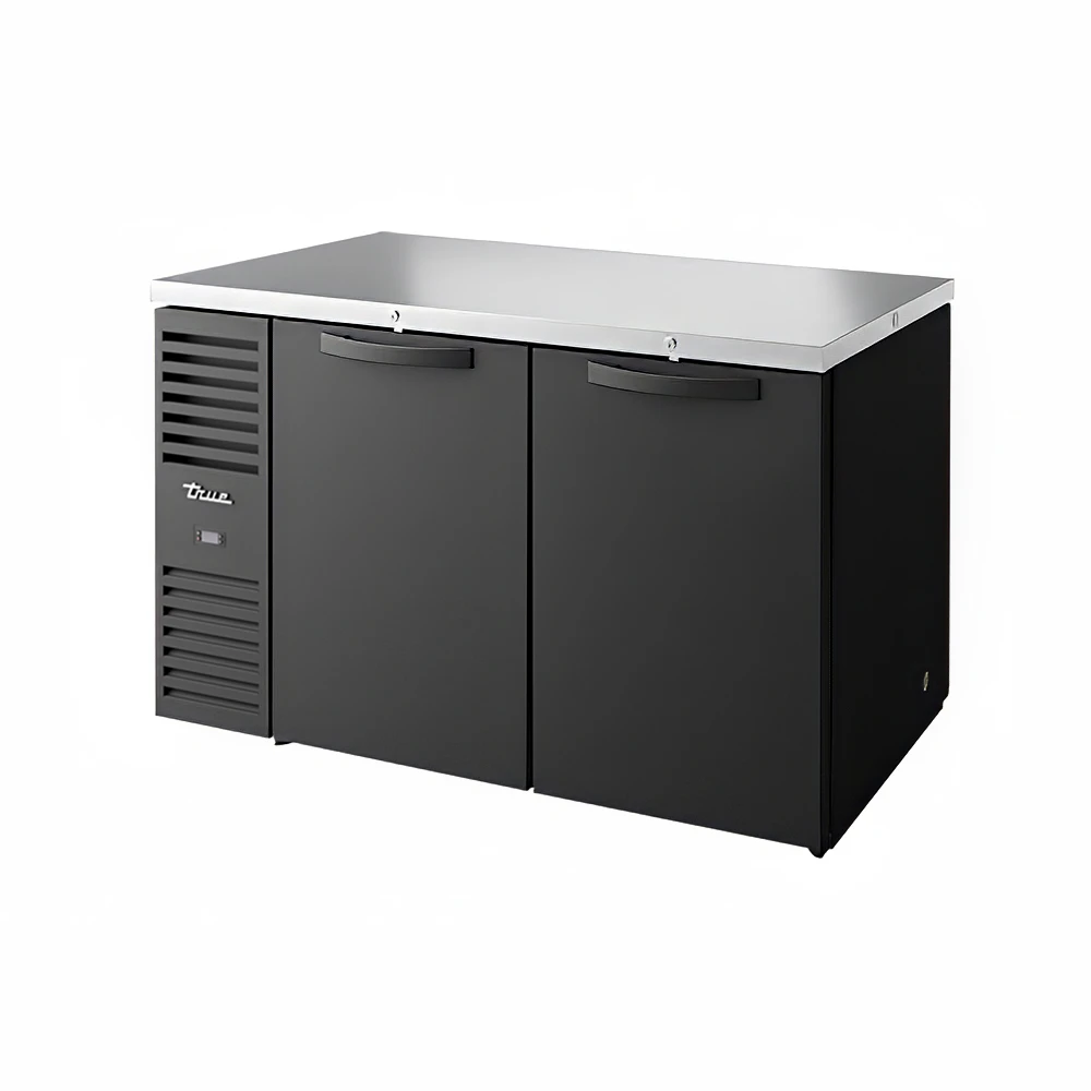 True TBR60-PTSZ1-L-B-SS-SS-1 60" Bar Refrigerator - Swinging Solid Doors, Black, 115v