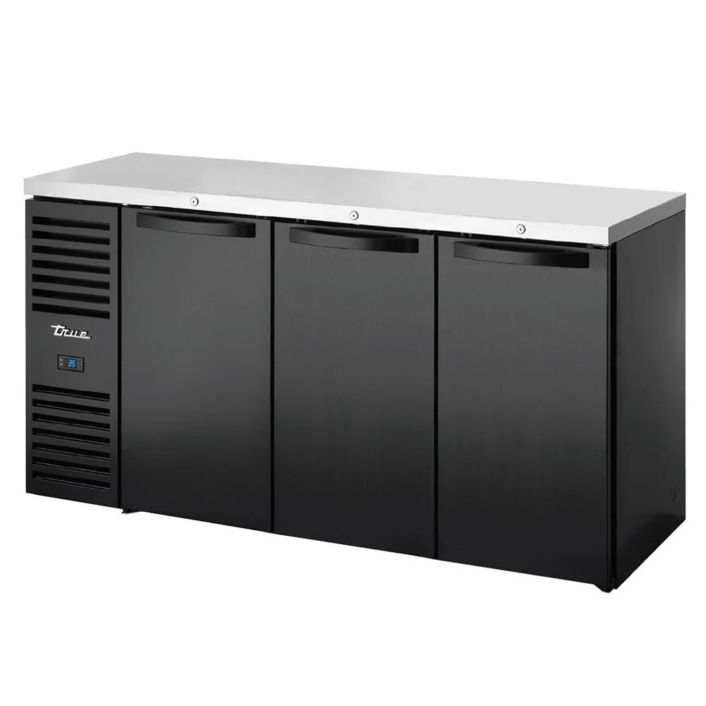 True TBR72-RISZ1-L-B-SSS-1 72" Bar Refrigerator - Swinging Solid Doors, Black, 115v