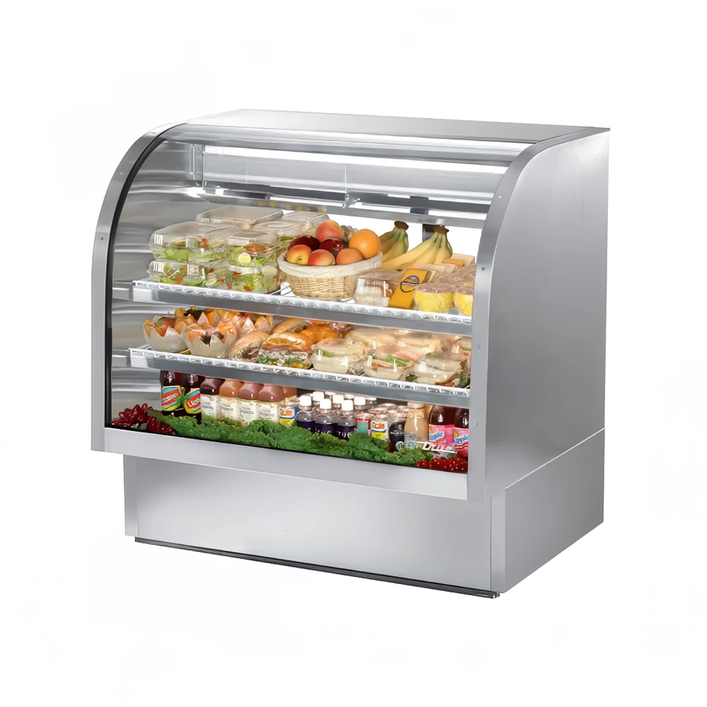True TCGG-48-S-HC-LD 48-1/4" Full Service Deli Case w/ Curved Glass - (3) Levels, Stainless Steel, 115v