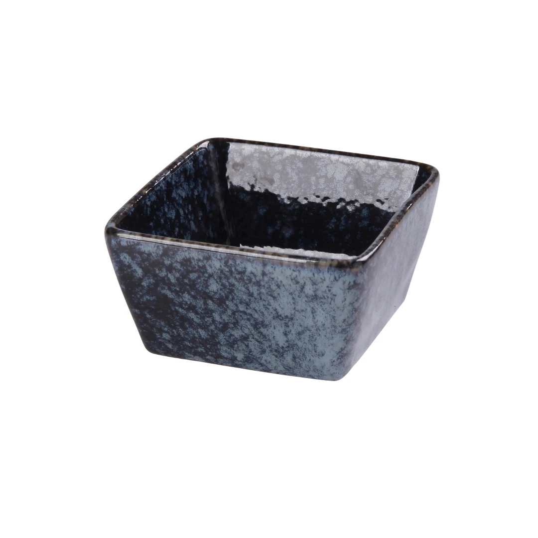 Yanco BL-4031 3 1/2 oz Square Sauce Dish - Ceramic, Blue Star