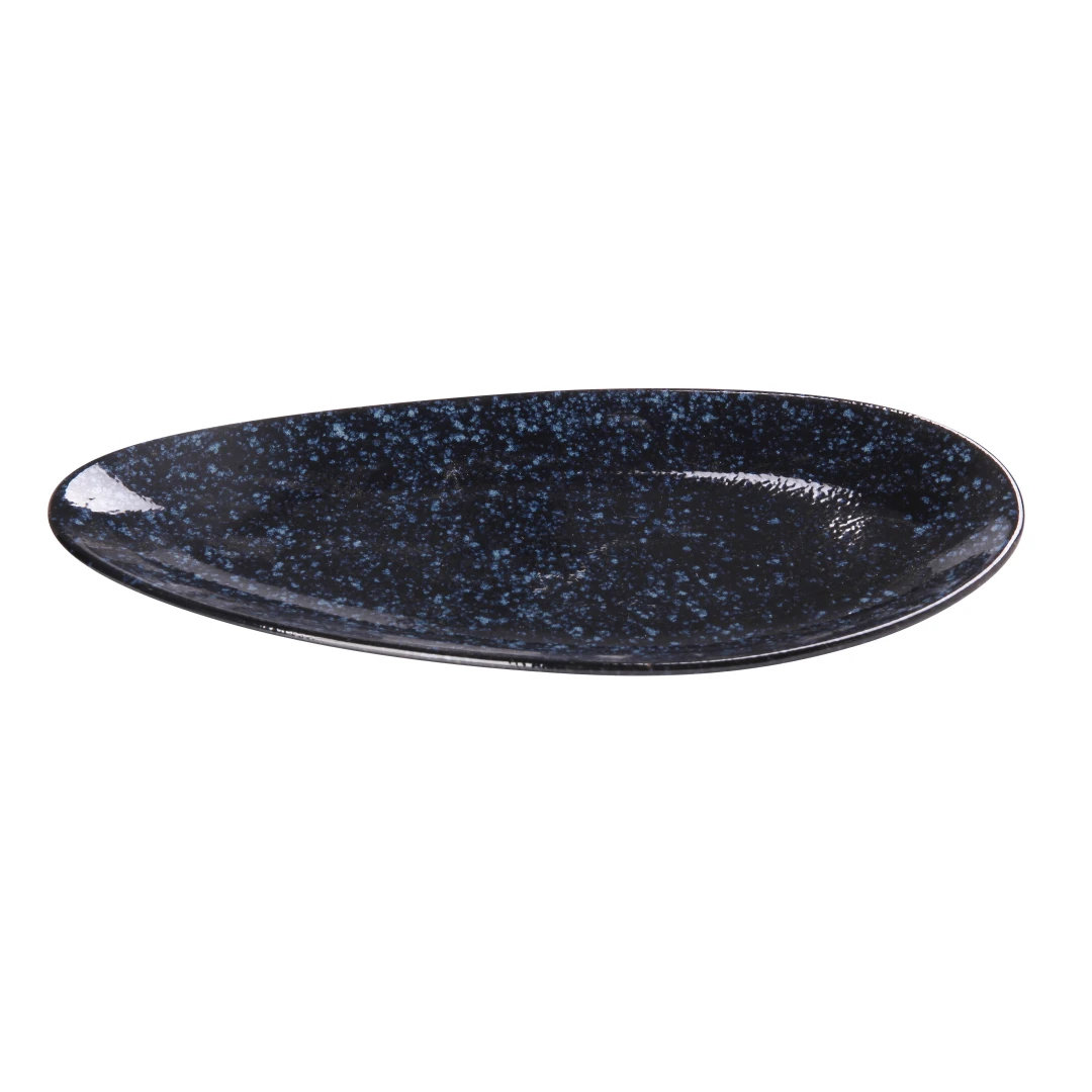 Yanco BL-310 10 1/4" Leaf Shaped Plate - Ceramic, Blue Star