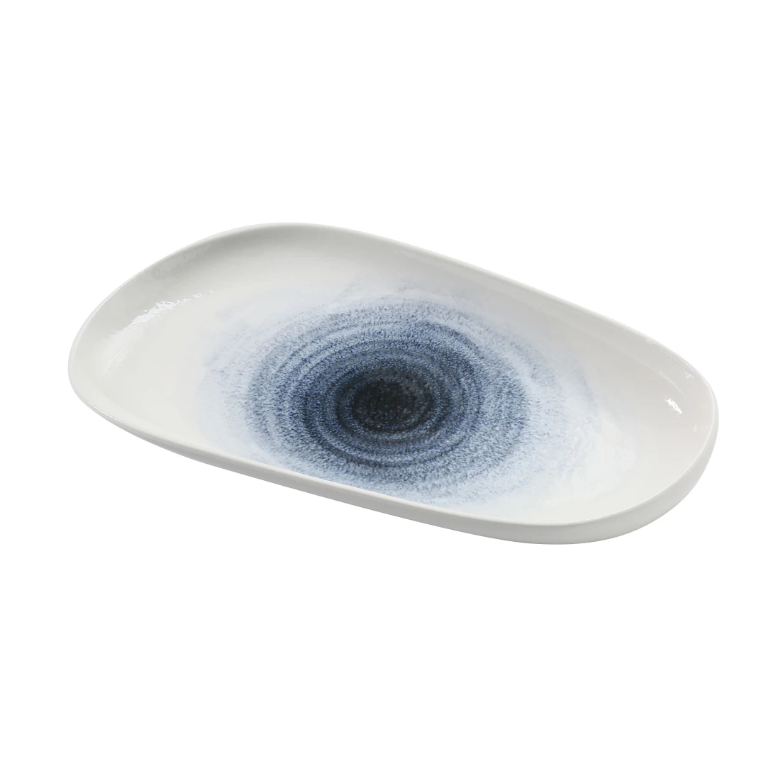 Yanco UN-413 Oval Universe Plate - 13 1/2" x 7 1/2", China, Blue