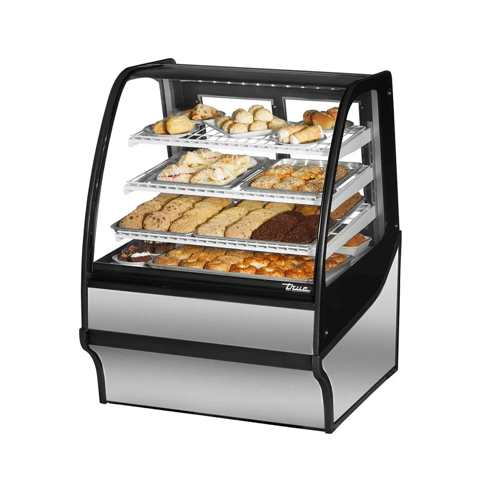 True TDM-DC-36-GE/GE-S-S 36 1/4" Full Service Dry Bakery Case w/ Curved Glass - (4) Levels, 115v