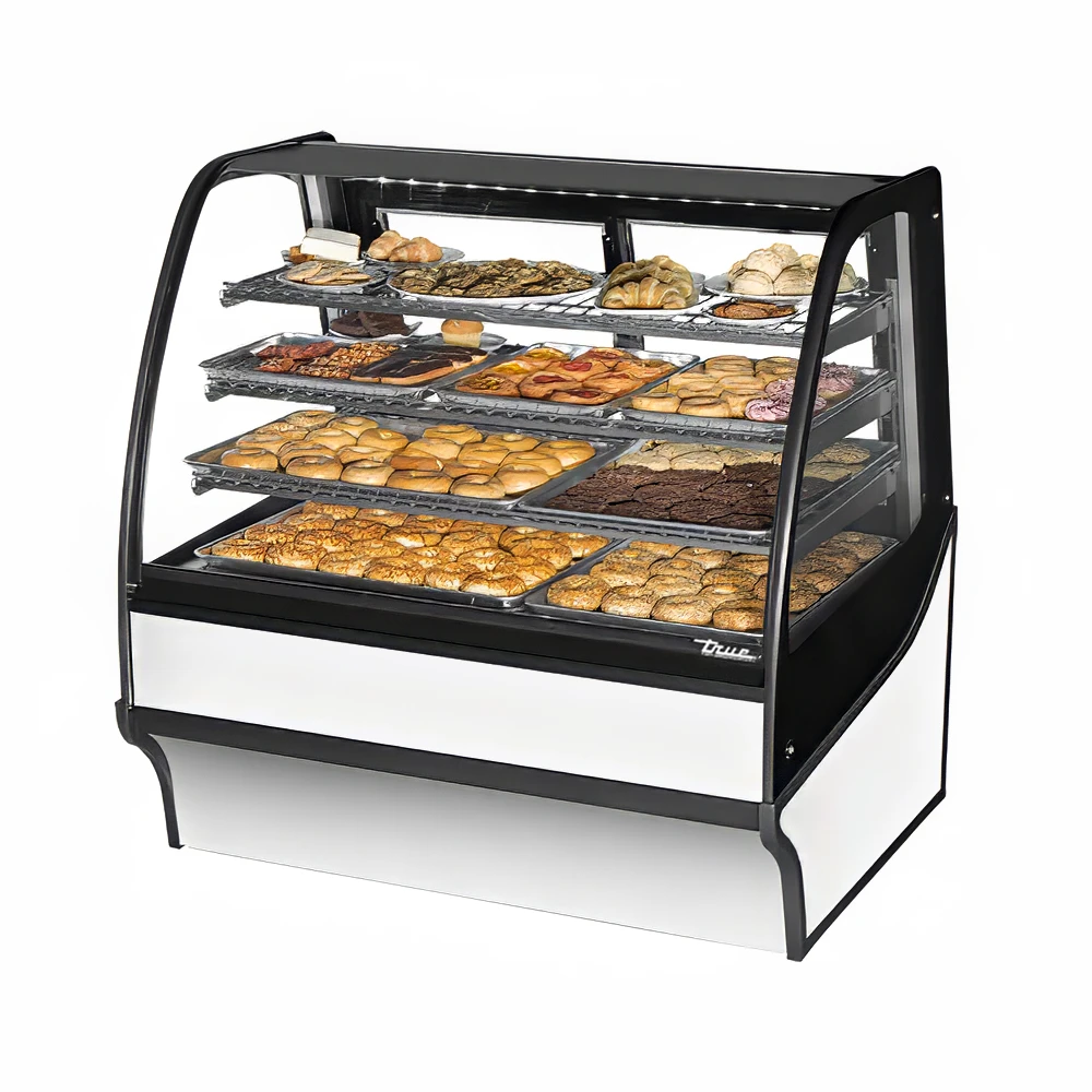 True TDM-DC-48-GE/GE-S-W 48 1/4" Full Service Dry Bakery Case w/ Curved Glass - (4) Levels, 115v