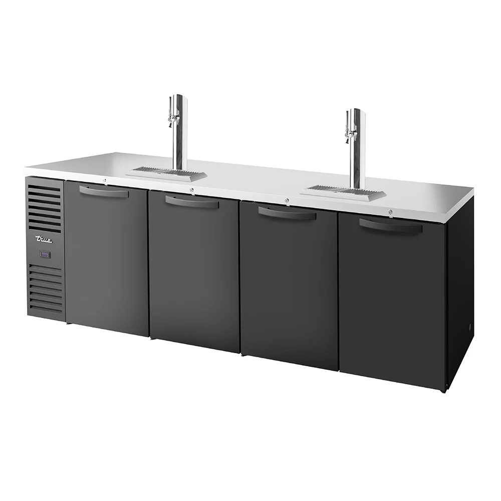 True TDR108-RISZ1-L-B-SSSS-1 108" Kegerator Beer Dispenser w/ (4) Keg Capacity - (2) Columns, Black, 120v