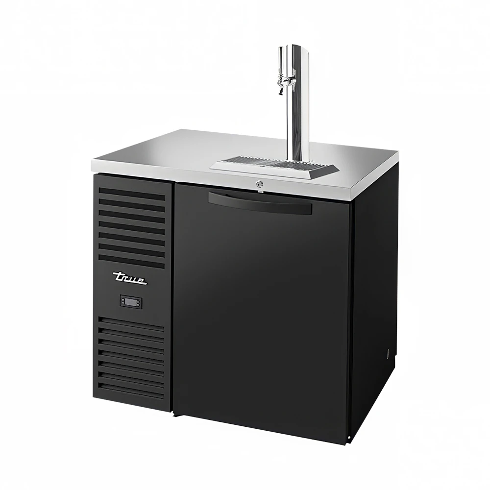 True TDR36-PTSZ1-L-B-S-S-1 36" Kegerator Pass-Thru Beer Dispenser w/ (1) Keg Capacity - (1) Column, Black, 115v
