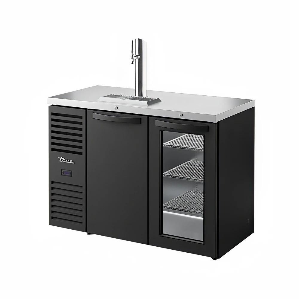 True TDR48-RISZ1-L-B-SG-1 48" Kegerator Beer Dispenser w/ (1) Keg Capacity - (1) Column, Black, 115v