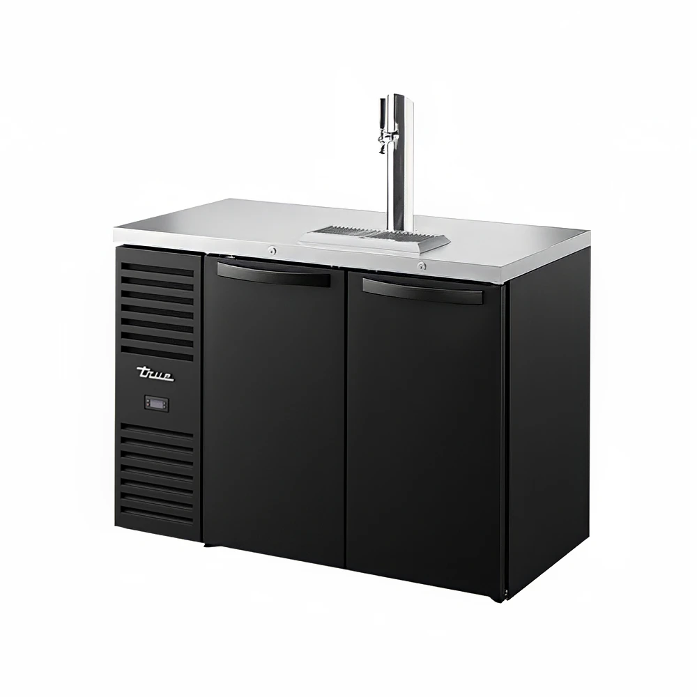 True TDR48-RISZ1-L-B-SS-1 48" Kegerator Beer Dispenser w/ (1) Keg Capacity - (1) Column, Black, 115v