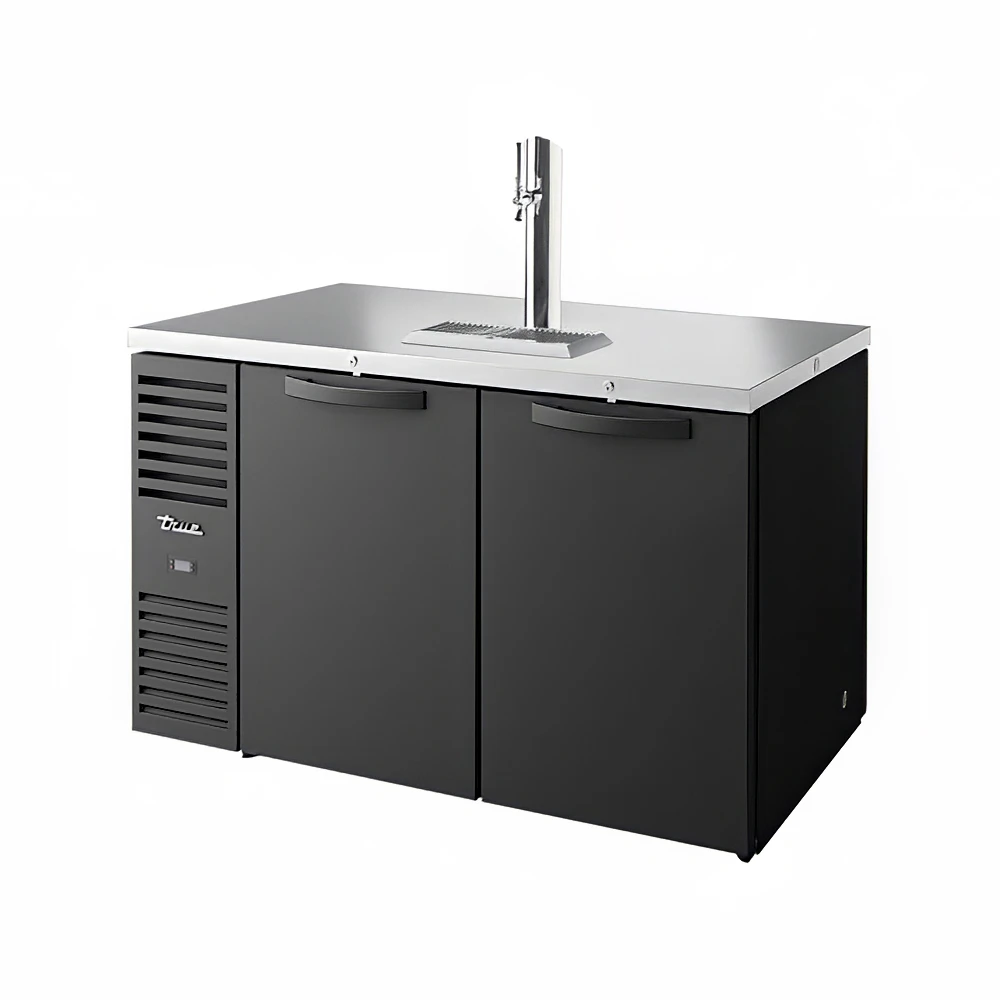 True TDR60-PTSZ1-L-B-SS-SS-1 60" Kegerator Beer Dispenser w/ (2) Keg Capacity - (1) Column, Black, 115v