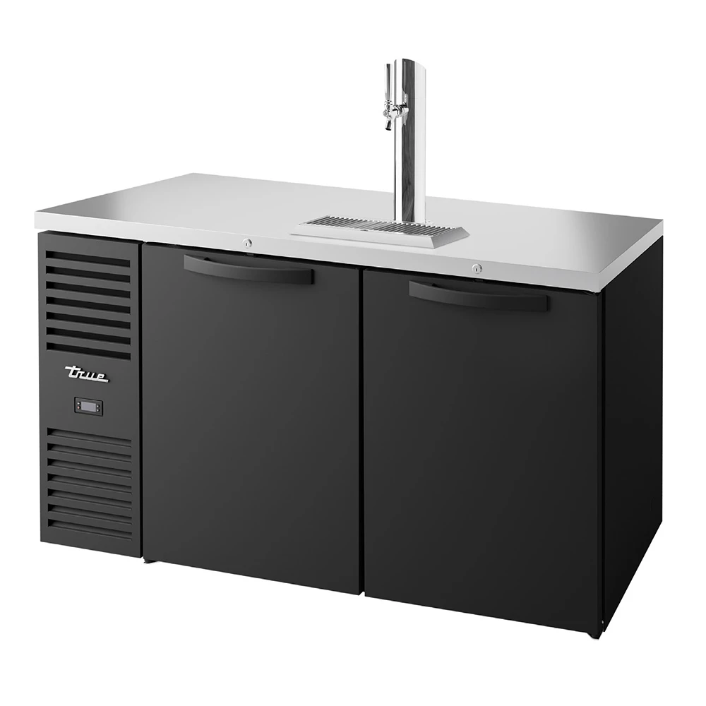 True TDR60-RISZ1-L-B-SS-1 60" Kegerator Beer Dispenser w/ (2) Keg Capacity - (1) Column, Black, 120v