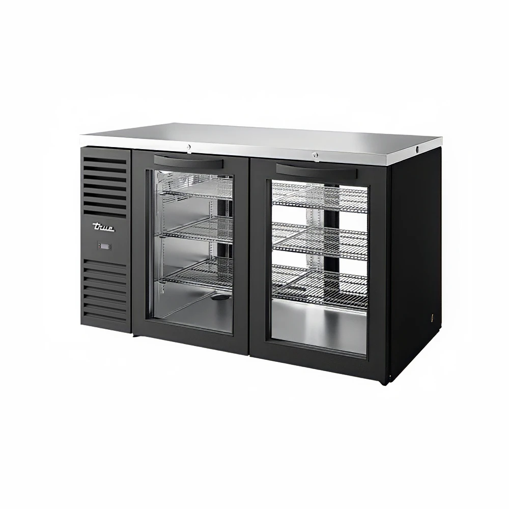 True TBR60-PTSZ1-L-B-GG-GG-1 60" Bar Refrigerator - 1 Swinging Glass Door, Black, 115v