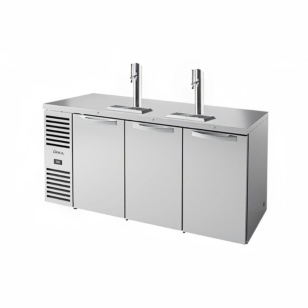 True TDR72-RISZ1-L-S-SSS-1 72" Kegerator Beer Dispenser w/ (3) Keg Capacity - (2) Column, Stainless, 115v