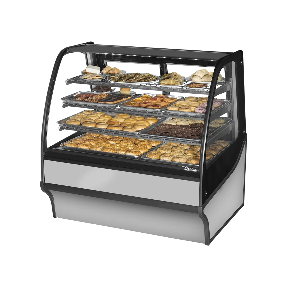 True TDM-DC-48-GE/GE-S-S 48 1/4" Full Service Dry Bakery Case w/ Curved Glass - (4) Levels, 115v