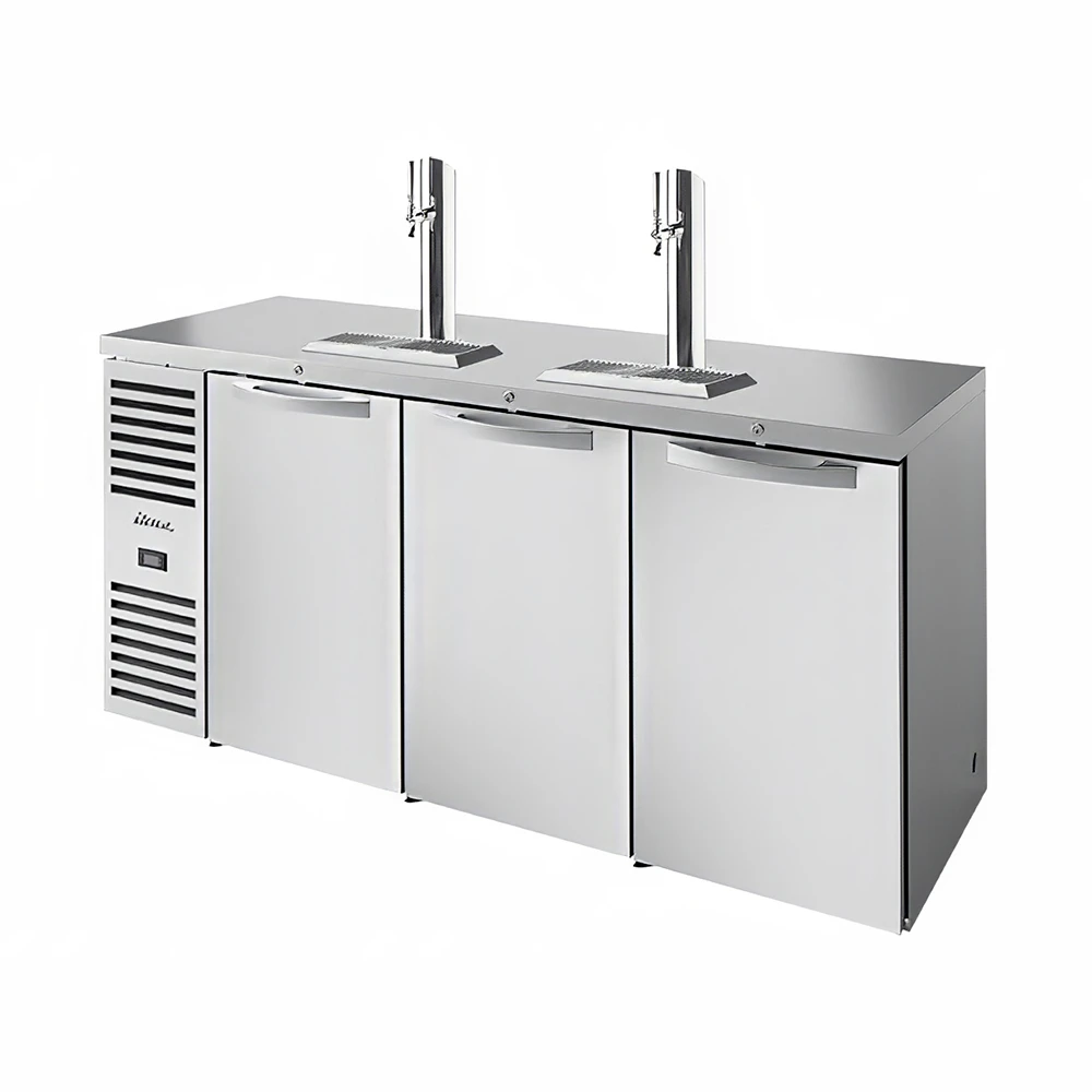 True TDR84-RISZ1-L-S-SSS-1 84" Kegerator Beer Dispenser w/ (3) Keg Capacity - (2) Column, Stainless, 115v