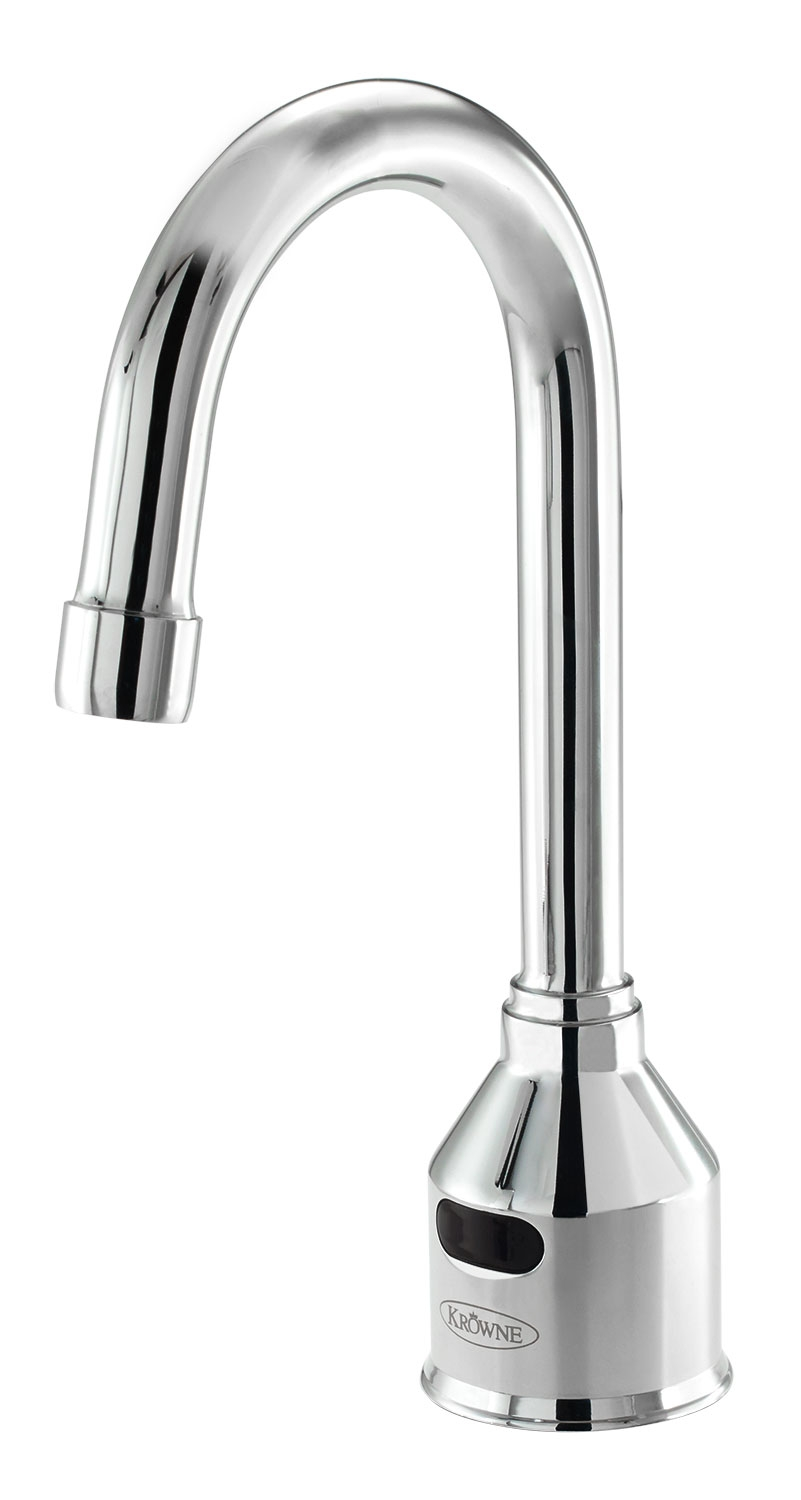 Krowne 16-649 Deck Mount Electronic Faucet - Single Hole, Gooseneck Spout, Battery Operated