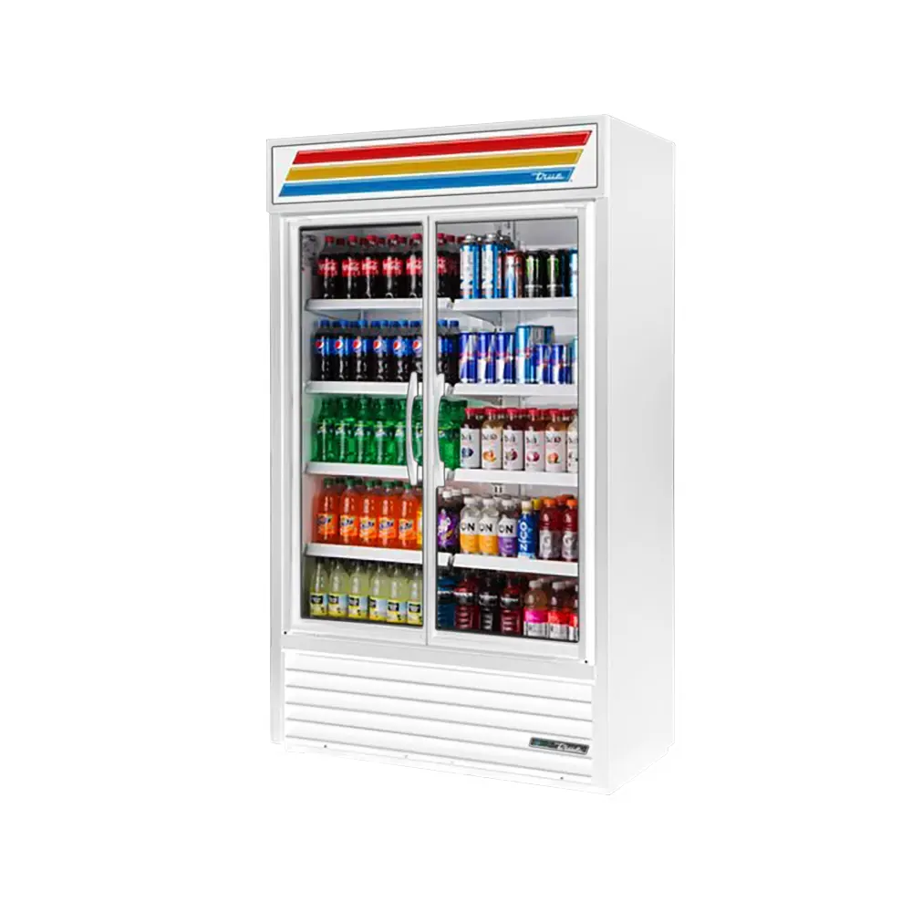 True TVM-48-HC~VM01 47 1/4" TVM Series Two Section Glass Door Merchandiser - (2) Left/Right Hinge Doors, White, 115v