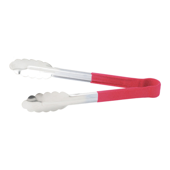 WINCO Utility Tongs, Heat Resistant, Stainless Steel, Red