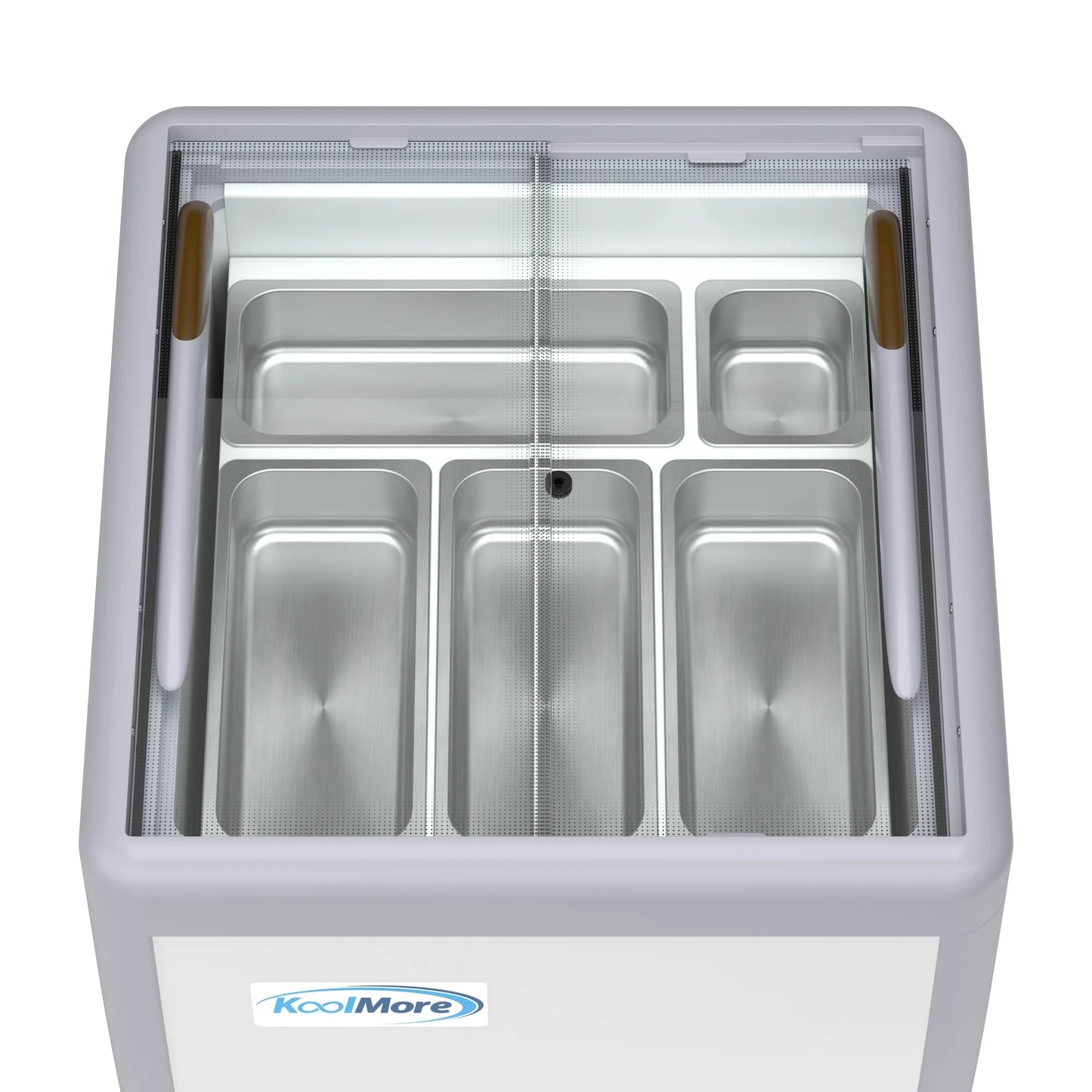 Koolmore KM-GDC-26SD 26 In. Commercial 5-Pan Gelato Ice Cream Dipping Cabinet Display Freezer With Sliding Glass Door- 6 Cu Ft.