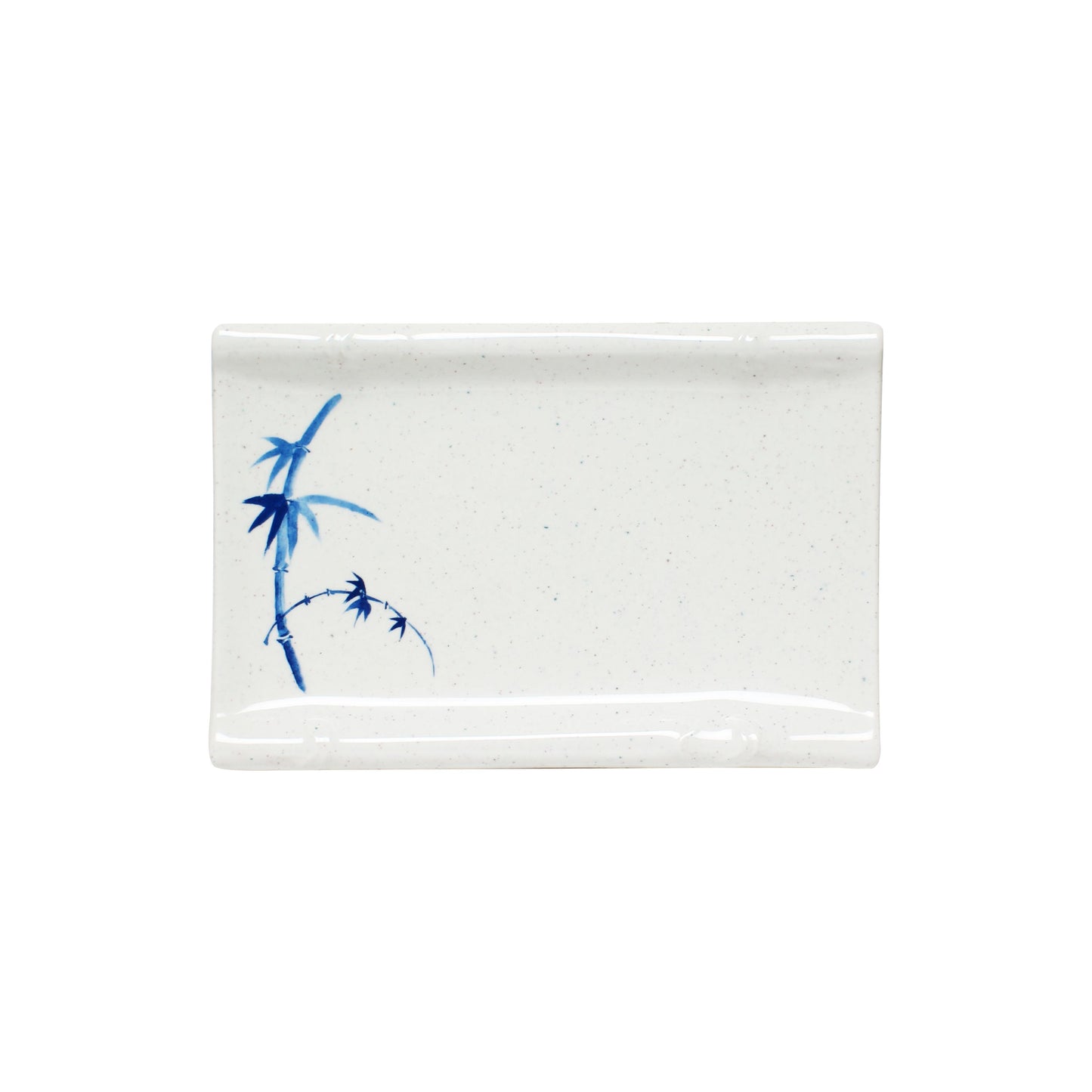 Thunder Group 1503BB Blue Bamboo 6 3/4" x 4 1/2" Rectangular Melamine Bamboo Plate - 12/Pack