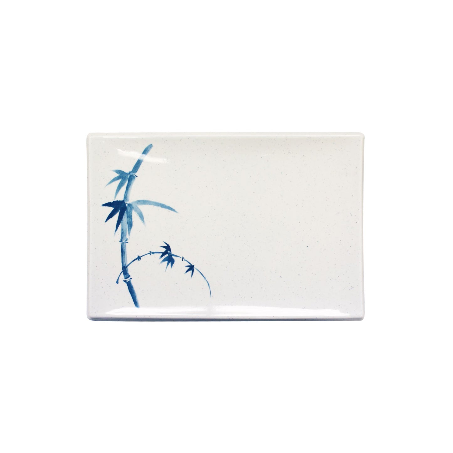Thunder Group 1505BB Blue Bamboo 8 1/4" x 5 5/8" Rectangular Melamine BBQ Plate - 12/Pack
