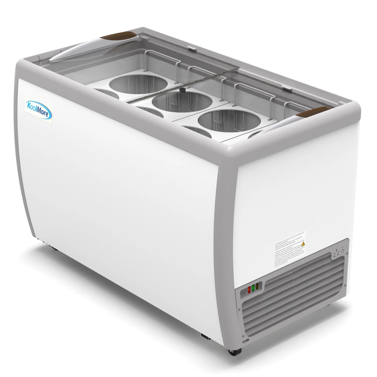 Koolmore KM-ICD-49SD 50 In. Commercial 8 Tub Ice Cream Dipping Cabinet Display Freezer With Sliding Glass Door- 13 Cu Ft.