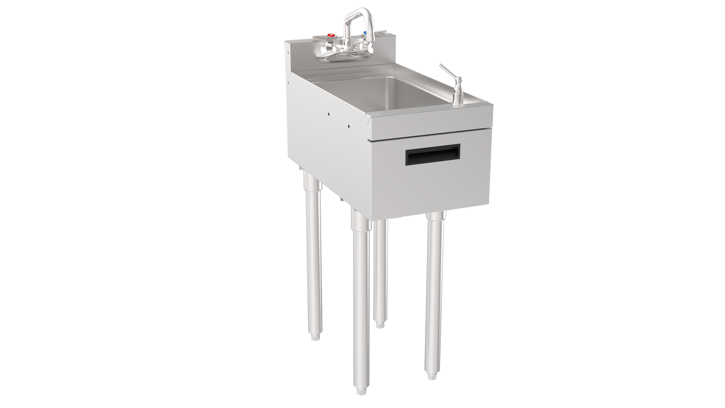 Krowne 18-12DST 12" Silver Series 1 Compartment Sink w/ 10"L x 14"W Bowl, 9 1/2" Deep