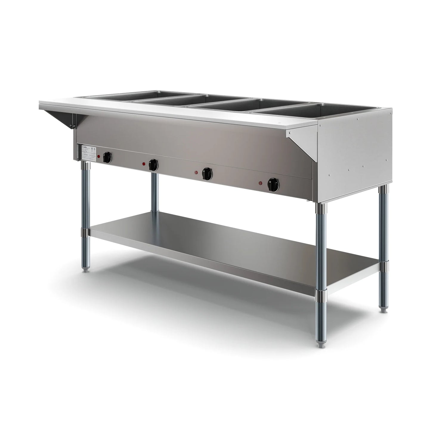 Koolmore KM-OWS-4 4-Pan Open Well Electric Steam Table With Undershelf, 120V