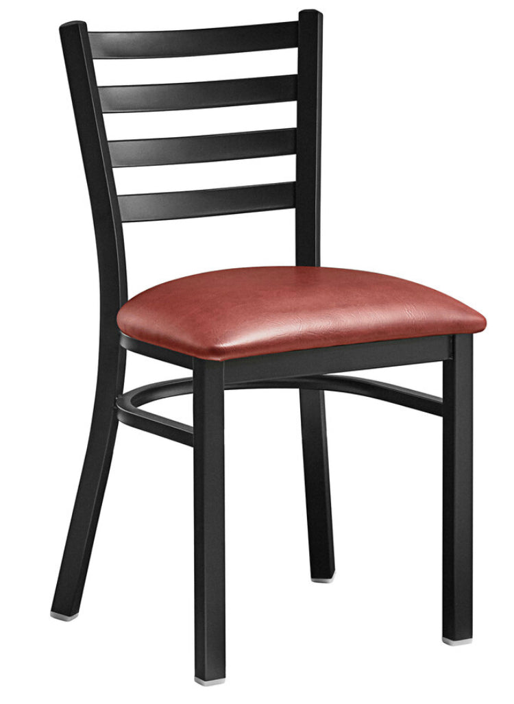 Metal Chair BKBG-01 Black frame with 2 1/2" Burgundy Vinyl Padded Seat