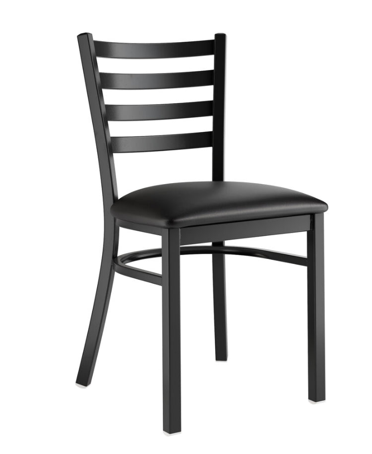 Metal Chair BKBK-01 Black frame with 2 1/2" Black Vinyl Padded Seat