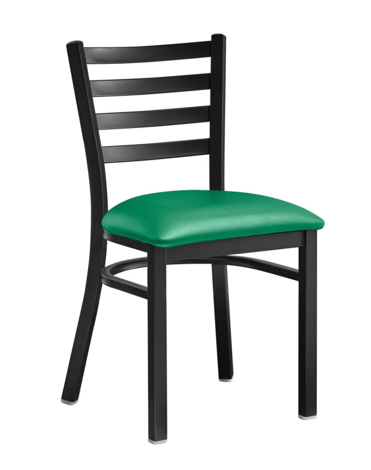 Metal Chair BKGN-01 Black frame with 2 1/2" Green Vinyl Padded Seat
