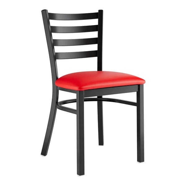 Metal Chair BKRD-01 Black frame with 2 1/2" Red Vinyl Padded Seat