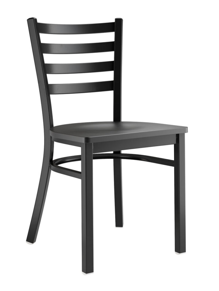 Metal Chair BKBKW-01 Black Metal frame with Black Wood Seat Ladder Back Detached Seat