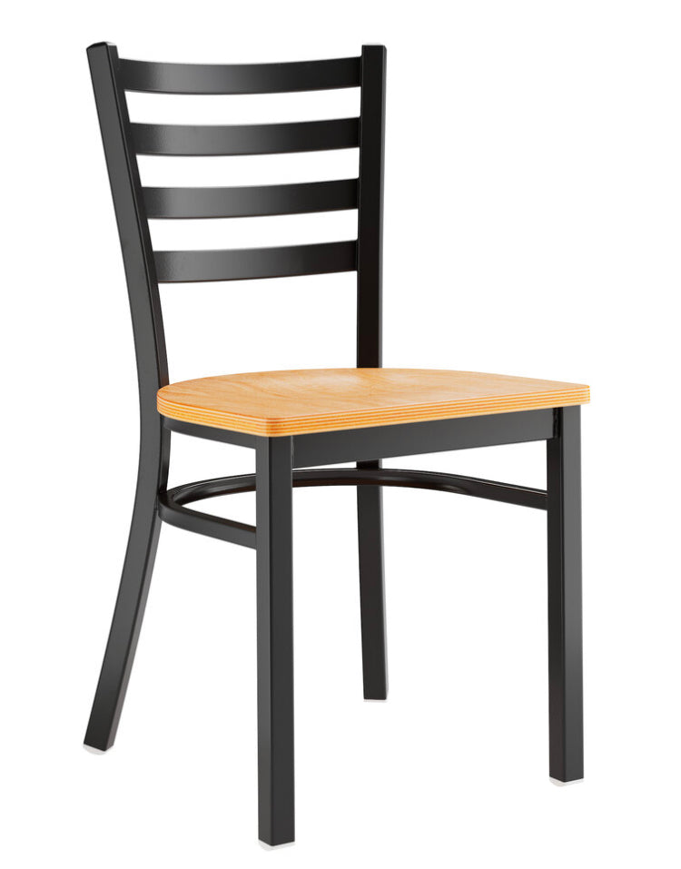 Metal Chair BKNTW-01 Black Metal frame with Natural Wood Seat Ladder Back Detached Seat