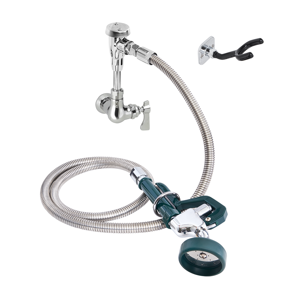 Krowne 19-101L 8"H Wall Mount Pre Rinse Faucet - 1 3/5 GPM, Base with Nozzle