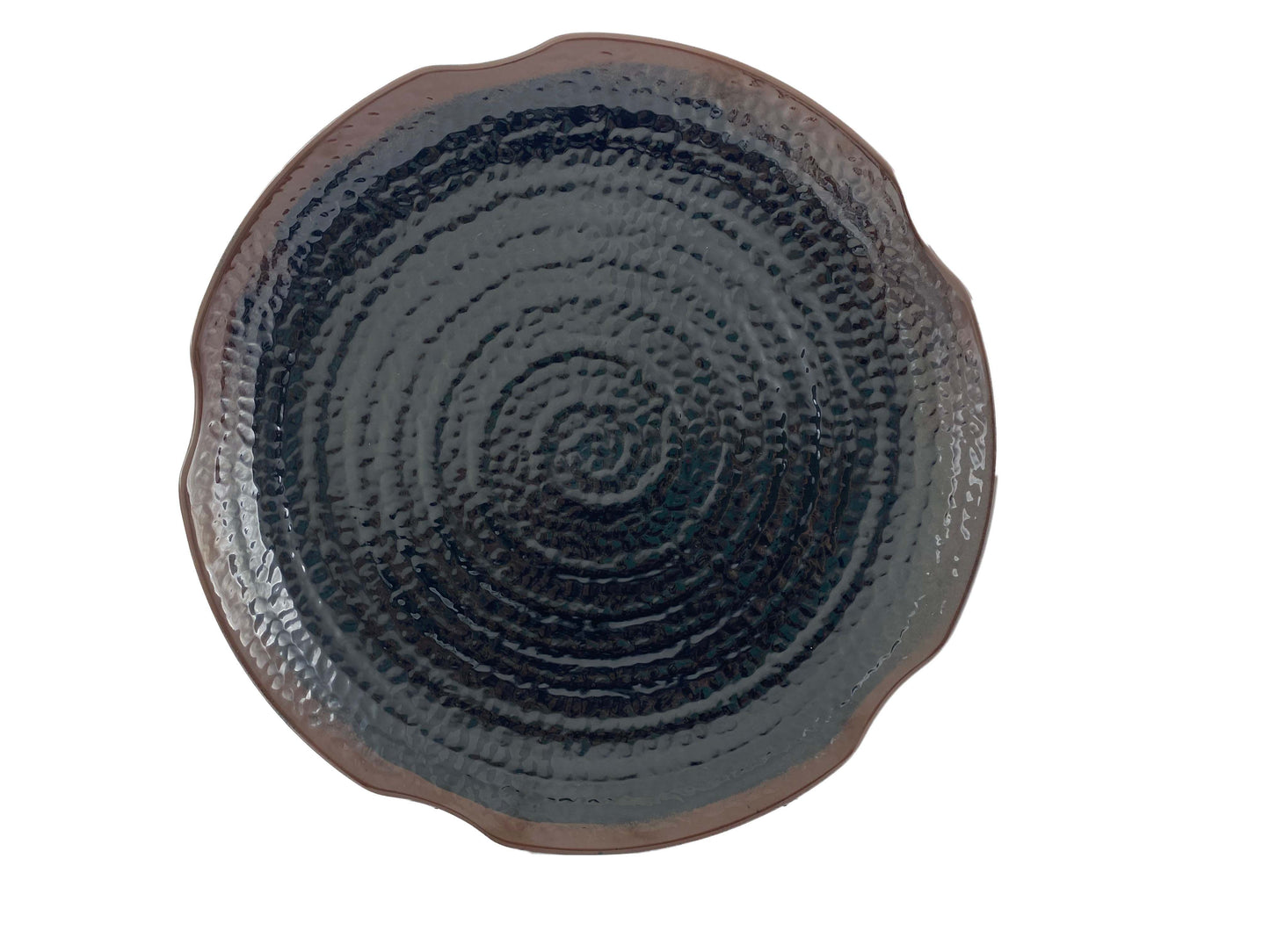 Thunder Group 1816TM Tenmoku Black 16" Lotus Shaped Melamine Plate - 12/Pack
