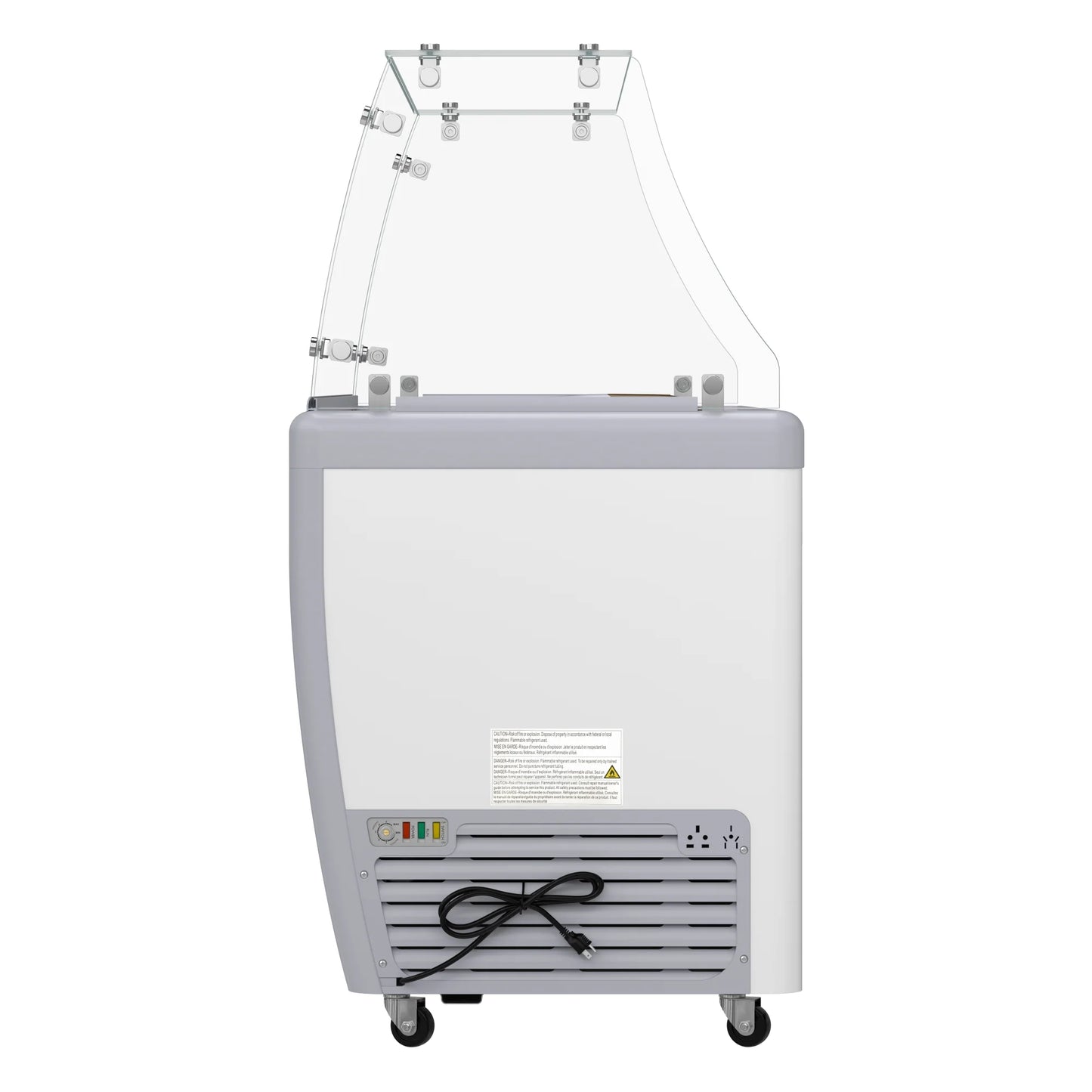 Koolmore KM-GDC-71SD-FG 70 In. Commercial 14-Pan Gelato Ice Cream Dipping Cabinet Display Freezer With Sliding Glass Door And Sneeze Guard- 20 Cu Ft.