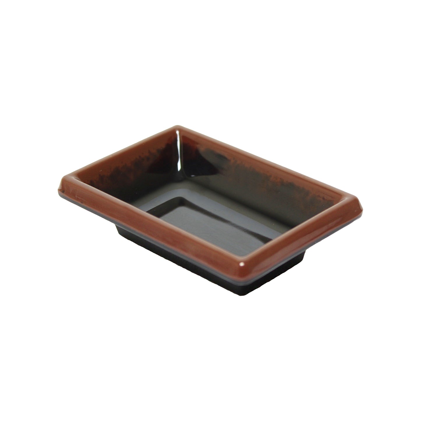 Thunder Group 1901TM Tenmoku Black 2 oz. Rectangular Melamine Sauce Dish - 12/Case