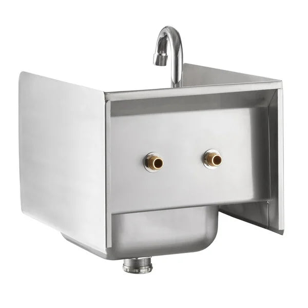 Regency 12" x 16" Commercial Wall Mounted Hand Sink with Gooseneck Faucet and Side Splash NSF