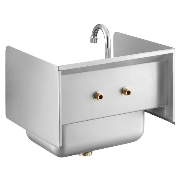 Regency 17" x 15" Commercial Wall Mounted Hand Sink with Gooseneck Faucet and Side Splash NSF