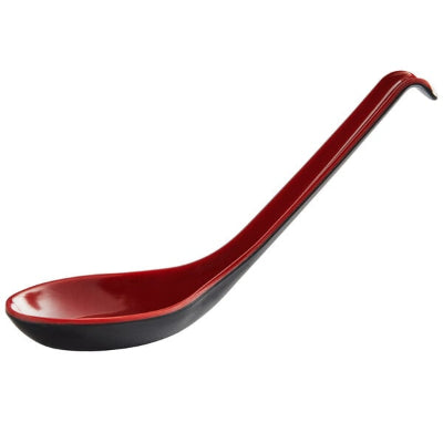 Thunder Group 7200JBR Two-Tone Red and Black Melamine 6 oz.  Wonton Soup Spoon - 12/Pack