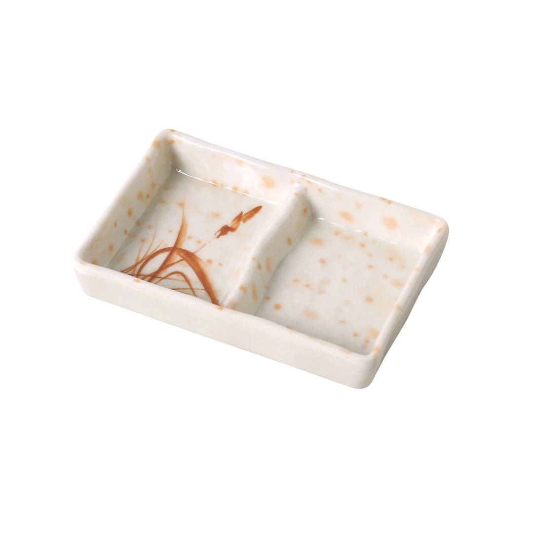 Yanco OR-4031 Orchis Divided Sauce Dish 2 Oz. Each 5-3/4"L X 2-3/4"W