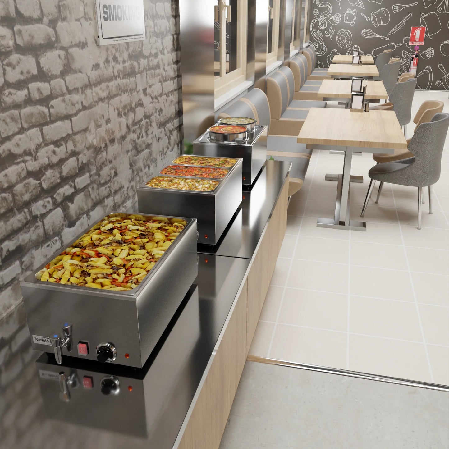 Koolmore CFW-1T 21 Qt. Buffet Countertop Food Warmer One-Section Electric With Faucet