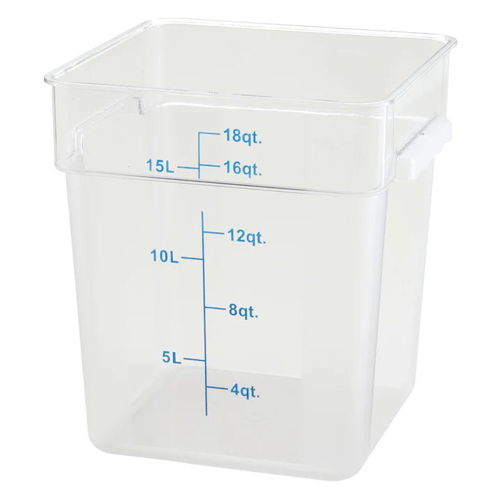 Winco PCSC-18C Clear Square Food Storage Container Polycarbonate 18QT NSF
