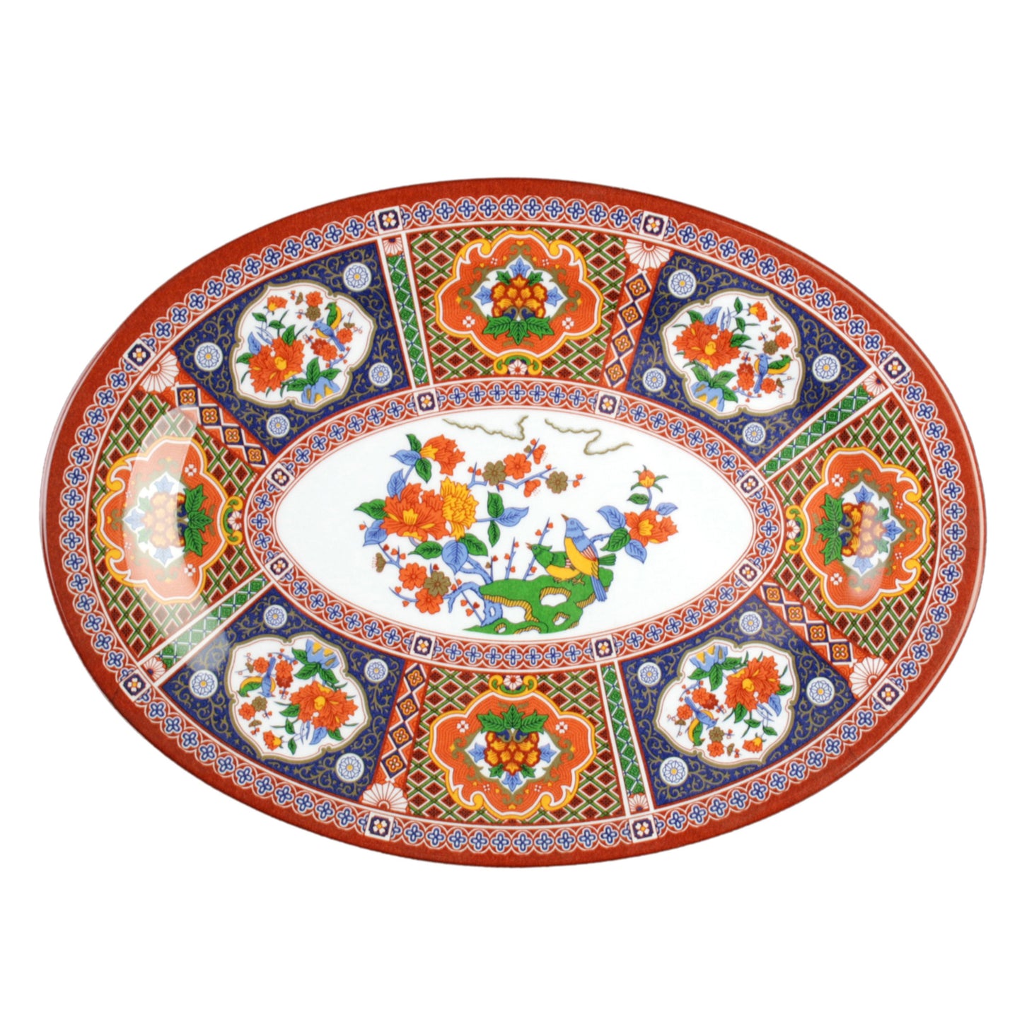 Thunder Group 2008TP Peacock 8" x 6" Oval Melamine Platter - 12/Pack