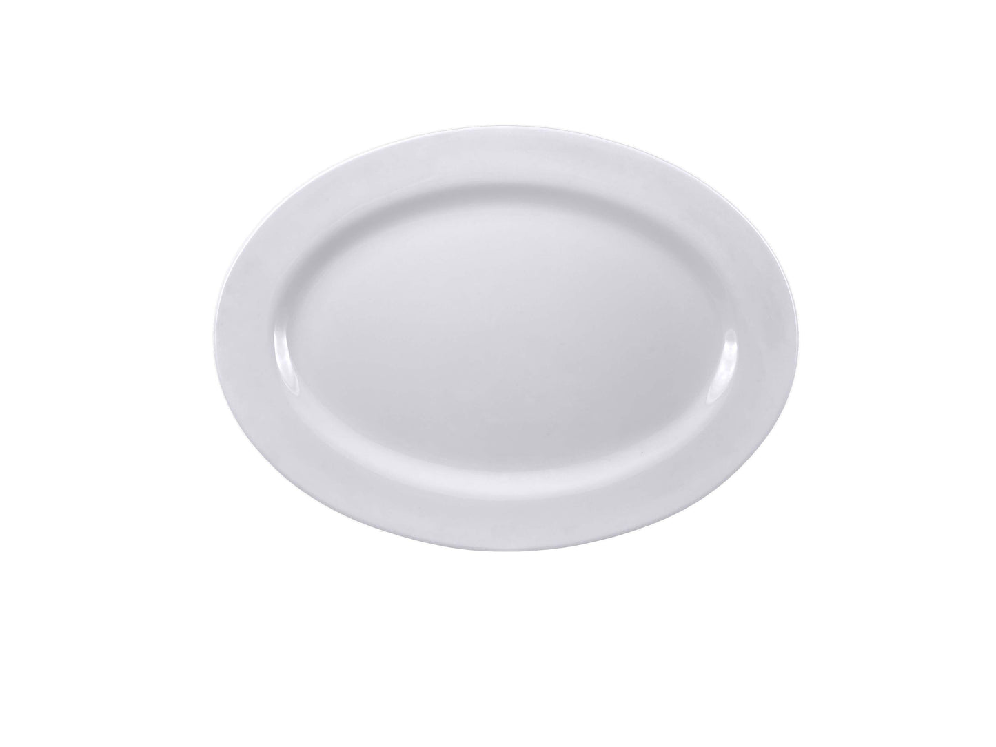 Thunder Group 2016TW Imperial 16" x 11 5/8" White Oval Mid Rim Melamine Platter - 12/Pack