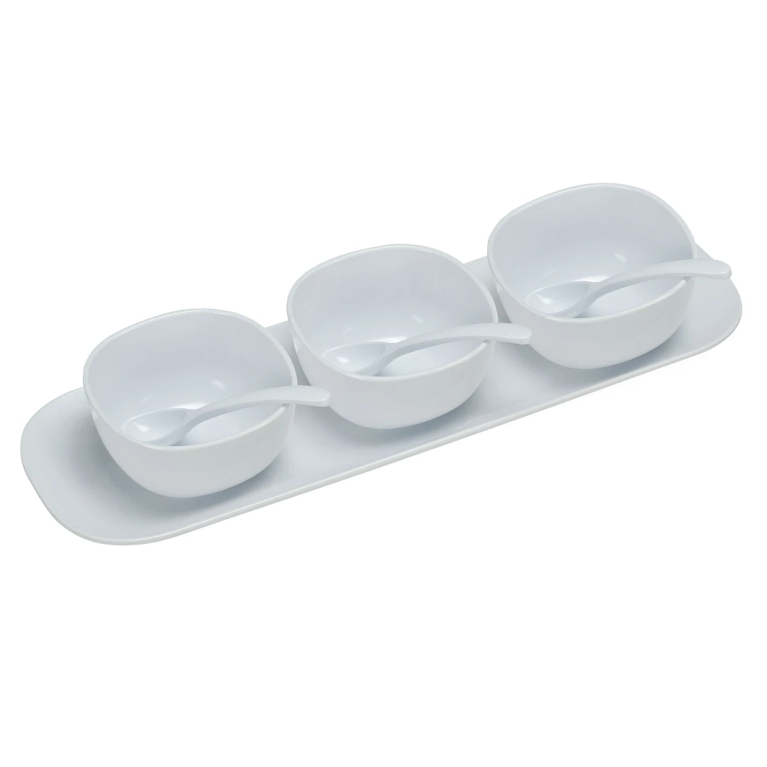 Yanco RM-9002 Rome Condiment Bowl Set Each Set Includes: (3) 4" Bowl (3) Spoon