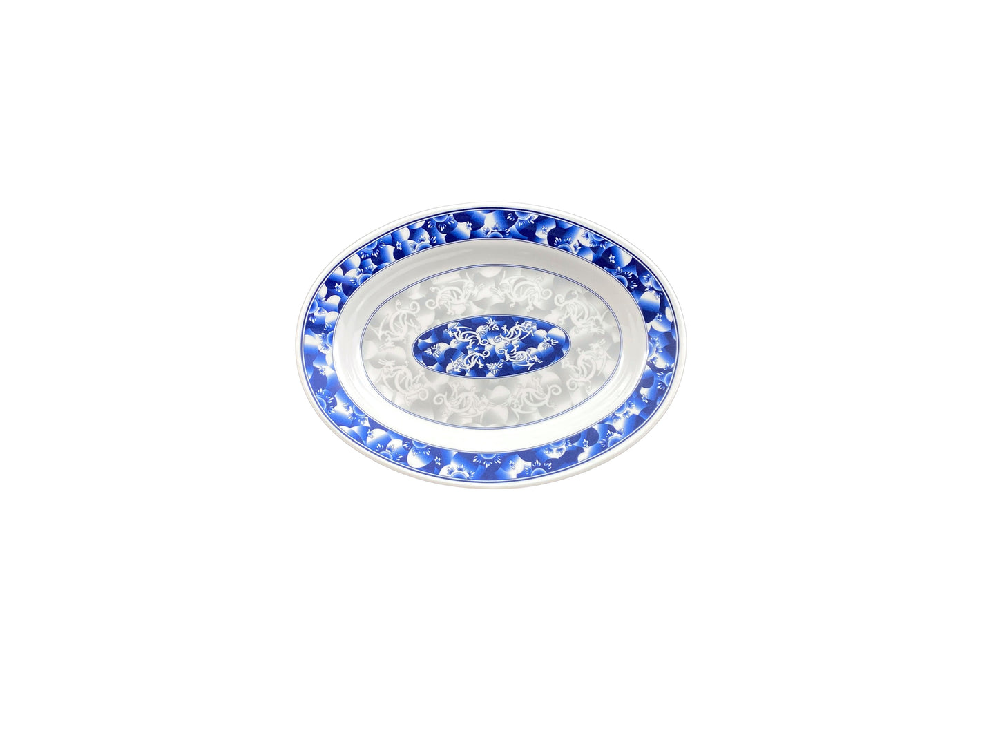Thunder Group 2109DL Blue Dragon 9" x 6 3/4" Oval Melamine Deep Platter - 12/Pack