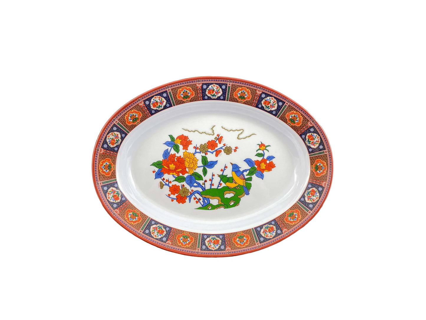Thunder Group 2112TP Peacock 12" x 9" Oval Melamine Deep Platter - 12/Pack